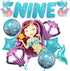 Giant Mermaid 9th Birthday Decorations for Girls, Pack of 8 Mermaid Party Decorations with Balloons & Favors