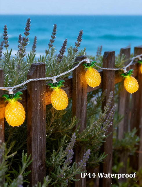 8.5Ft Summer 10L Tropical Beach Pineapple Lights, LED Pineapple String Lights Plug in for Indoor/Outdoor Home Table