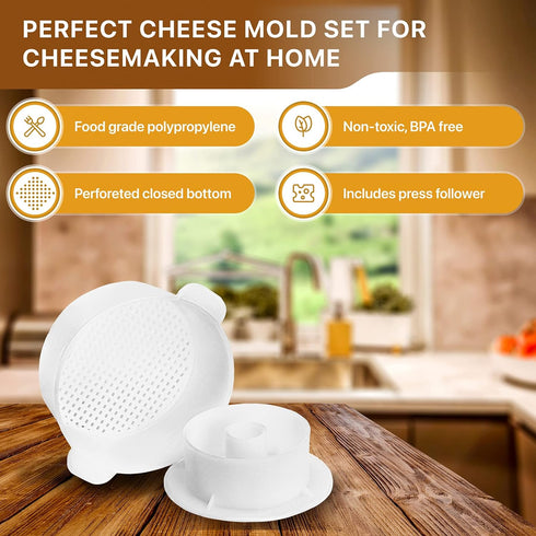 Gouda Hard Cheese Making Mold Large for Cow Goat Milk Cheesemaking Kits and Supplies