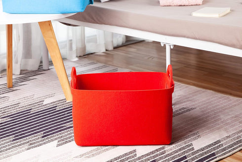 Minoisome Collapsible Felt Storage Basket, Convenient Box Organizer with Carry Handles for Nursery Toys
