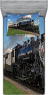 Ambesonne Steam Engine Bedding Set with Sheet & Covers, Vintage Locomotive in