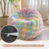 LIFEREVO Kids Fluffy Faux Rabbit Fur Bean Bag Cover (No Filler), Soft Fuzzy Stuffed Animal Storage Bubble Waffle Bean