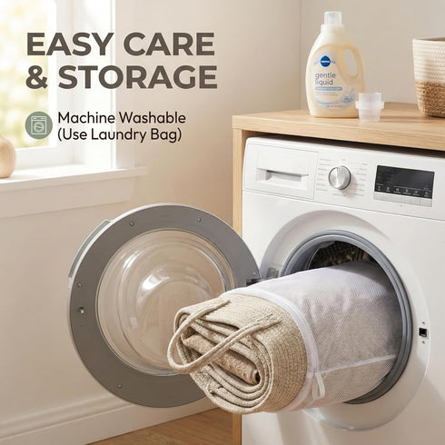65L JMvicyroam Extra Large Blanket Basket for Living Room - Woven Cotton Rope Laundry Hamper with Reinforced Handles