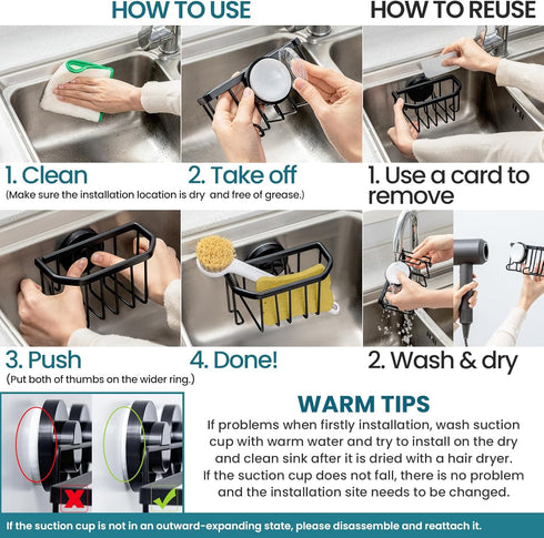 TAILI Sponge Holder with Strong Suction Cup, Dish Sponge Caddy Inside Sink Removable, Rustproof Aluminum for Sponges