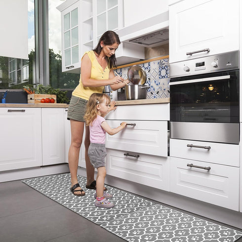 Grey Kitchen Mat Cushioned Anti-Fatigue: Waterproof Non-Skid Heavy Duty Comfort Standing Mat for Kitchen Home Office