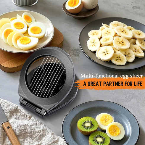 3 Egg Slicer, BIBURY Egg Slicer for Hard Boiled Eggs, Egg Cutter Heavy Duty Aluminium for Egg Strawberry Mushroom Soft
