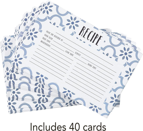 C.R. Gibson Q12-24018 Double Sided Recipe Cards, 40pcs, 4'' W x 6'' L, True Blue