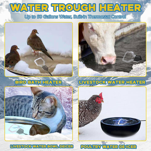 500W 50Gal Magoog Chicken Water Heater, Chicken Water Deicer for Plastic Waterer, Liverstock Water Heater, Cast