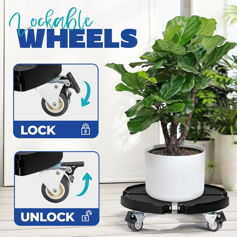 440lbs 15-21 Idzo Heavy Duty Trolley Planter Caddy with Wheels Capacity, Plant Pots Indoor and Out Door, Adjustable