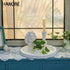 Counter Hanobe Decorative Coffee Table Tray: White Beaded Round Serving Tray Modern Farmhouse Wooden Circle Centerpiece