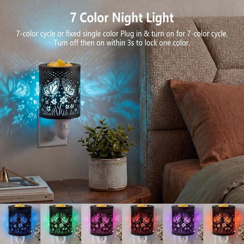 7 Wax Melts Warmer Plug in WallElectric Wax Warmer with Colors Light Fragrance Wax Burner PTC Heating Pluggable Wax