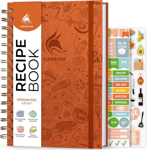 Clever Fox Recipe Book Spiral: Make Your Own Family Cookbook, Blank Recipe Notebook Organizer, 6.3”x8.3”