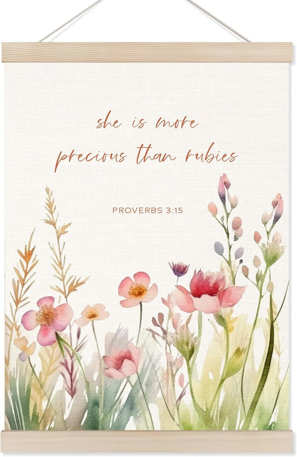 Koesus Nursery Bible Verses Christian Wall Art Poster Hanger Frame 12x16 Inch, She