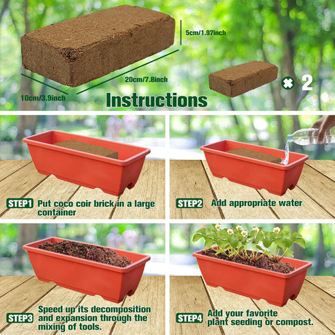 ZeeDix 2 Pcs 100% Organic Coconut Coir Brick, Compressed, Low EC & pH Balance for Plants Gardening Herbs