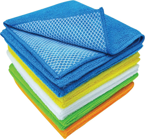 S&T INC. Dish Cleaning Cloths with Poly Scour Side, Microfiber Cleaning Cloths,