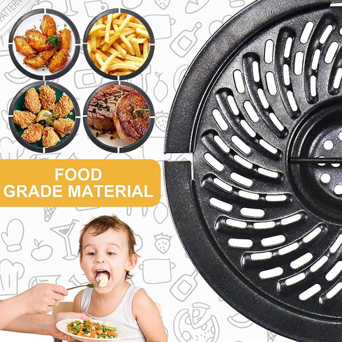 Power Dash Chefman 2QT Round Non-Stick Air Fryer Grill Pan Tray Rack, Dishwasher Safe Air Fryer Accessories