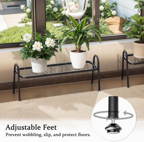 Josmimic 1-Tier Metal Plant Stand Indoor Outdoor, Heavy Duty Ladder Plant Shelf for Multiple Pots - Durable Flower