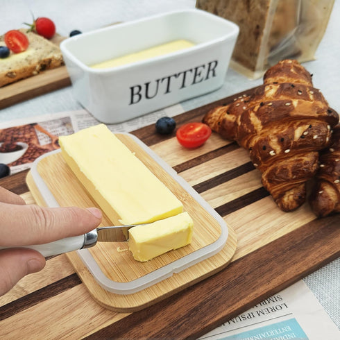 Satax Countertop Butter Dish with Lid and Knife Spreader for and Refrigerator, Keep Butter Fresh, Easy Scoop