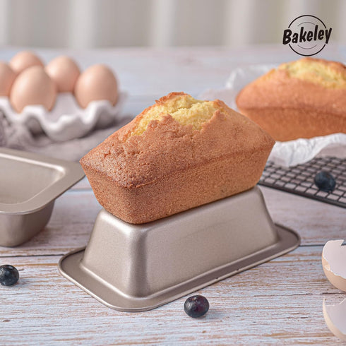 6-Inch Non-Stick Loaf Pan Set of 2, Carbon Steel Baking Bread Pan, 7.2" x 4.1" x 1.9" (Champagne Gold)