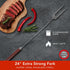 Grill Fork 24-inch Super Long - Premium Hardwood Handle, Large Stainless Steel Tines for BBQ and Grilling