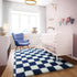 KICMOR 4x6 Navy Blue and Cream White Rugs for Living Room, Fluffy Fuzzy Shag Checkered Rug Shaggy Carpet for Bedroom