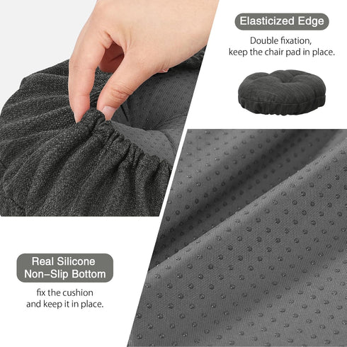 OnlyGray-Black,14" (35 cm) baibu Stool Covers Round, Super Soft Round Bar Stool Cushion Covers Seat Cushion - One