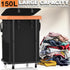 150L (40 Gal) Large Fashion Laundry Basket with Wheels, Leather Patchwork Rolling Hamper Carts, Sturdy Metal Frame