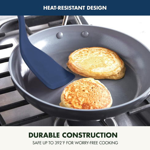 GreenPan Blue Silicone Solid Turner Spatula, Flexible Nonstick Cooking Utensil with Rigid Steel Core