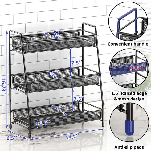 Countertop 3 Counter EKNITEY Bathroom Organizer Rack - Tier Spice Rack Metal Makeup Rack Small Perfume Vanity Organizer