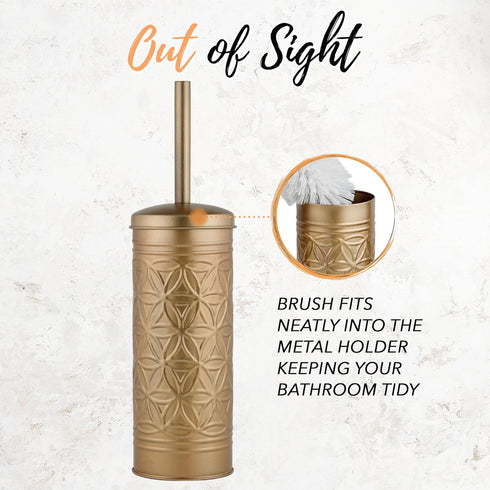 Set, Sets Autumn Alley Antique Gold Toilet Brush and Holder Standing Toilet Brush for Modern Bathroom Decor, Soft Gold