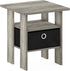 Furinno ANDREY Side Table, End Table, Night Stand with Open Shelves and Storage Bin, Bedside Table, for Living Room