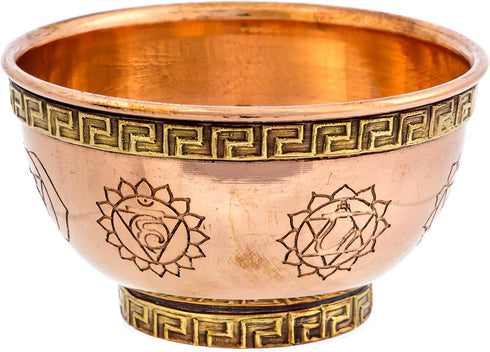 7 Chakras Copper Offering Bowl - Altar Use, Ritual Offerings, Home Decor, Meditation Accessories, Incense Holder