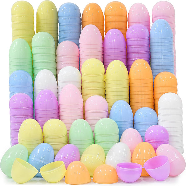 Seifar 512PCS 2.4Inch Easter Eggs Set, 7 Bright Colors Plastic Fillable Eggs for