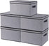 Fabric Storage Boxes, 7.1 x 9.1 x 13 Inch Bins with Lids, Decorative Linen Closet Organizers with Handles, Small, Gray