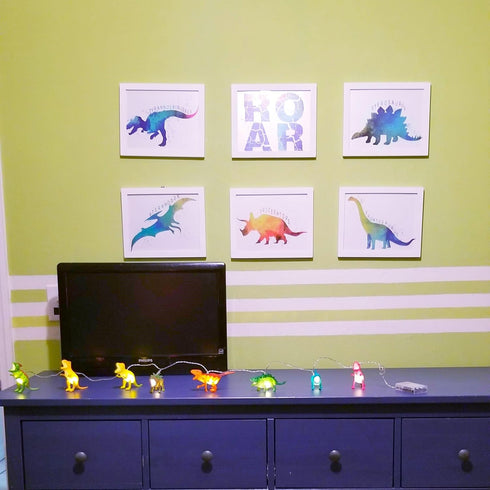 LED Dinosaur String Lights - Battery Operated, Perfect for Boys Room Decor, Christmas Party Supplies, Tent, Garden