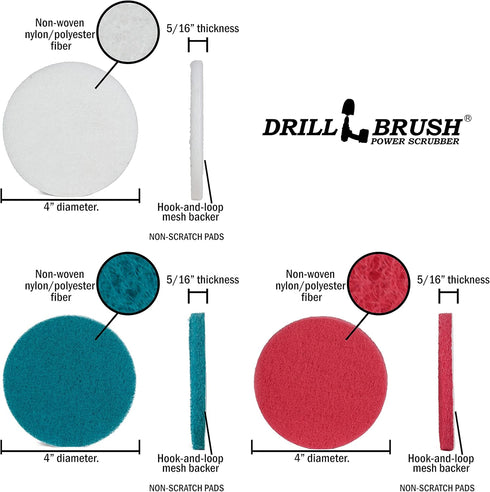Drillbrush Cleaning Supplies - - Brush Drill Attachment Kit - Drill Brush Pads - Hot Tub Cleaner Brush - Pool Cleaner