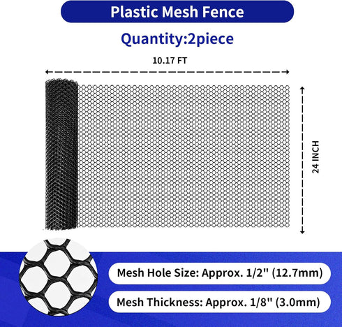 2-Rolls 1/2"(12.7mm) 24" x10 Plastic Poultry Netting with Hole Ft - DIY Chicken Fence Roll to Build Brooder Fencing |