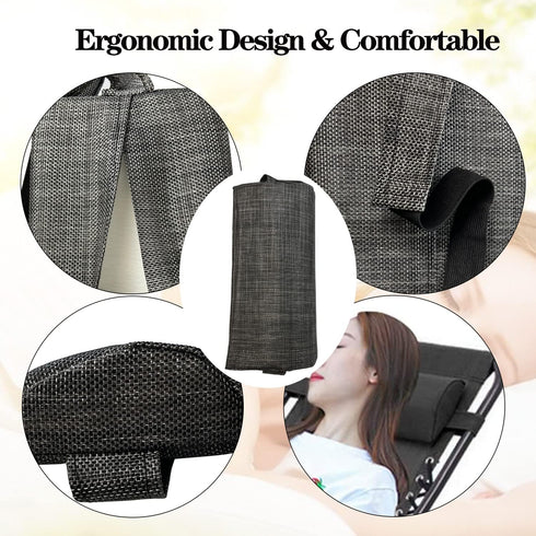 Set 2 Zero Gravity Chair of Replacement Pillow Headrest with Elastic Band, Universal Soft Removable Padded Cushion Head