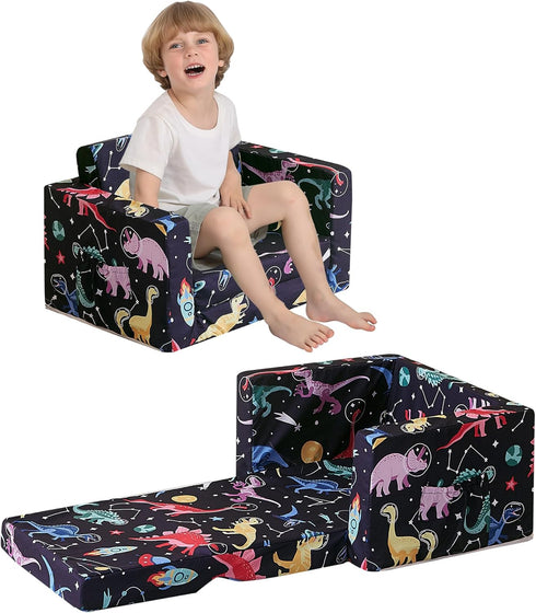 lasoftan Toddler Couch, 2-in-1 Soft Kids Couch Fold Out, Toddler Chair Comfy, Convertible