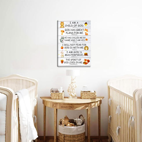 12x16in Scripture Canvas Wall Art for Kids Room Christian I Am a Child of God Bible Verse Wall Decor, Framed Religious