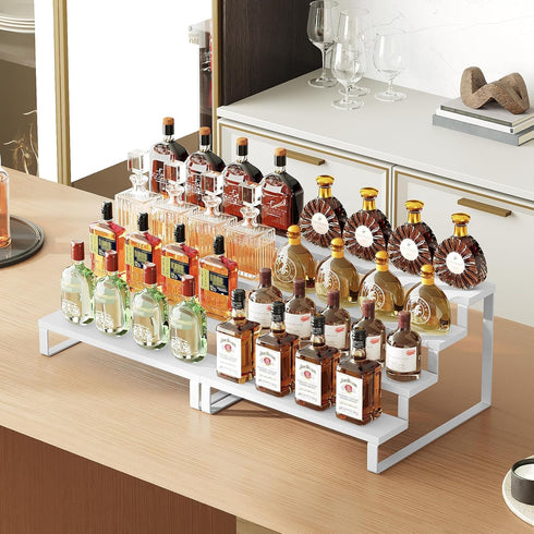 Set 2, Countertop SR04L2WW YATINEY Spice Rack, Wooden Display Riser Stand, of Perfume Organizer, Vanity Display Stand