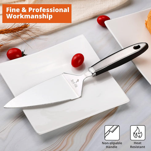 Cake Cutter and Pie Server, Stainless Steel Angled Spatula with Serrated Blade, Professional Wide Cake Cutter Slicer for Baking, Perfect for Cakes, Desserts and Brownies by RED-HIT