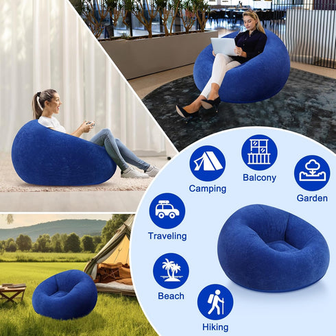 Realspring Inflatable Bean Bag Chairs for Adult Blow up Chairs Lazy Sofa Folding Portable Inflatable Chair for Movie