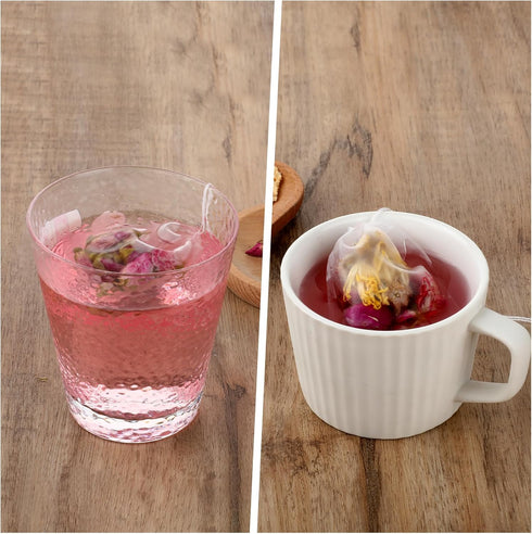 100 Pcs Disposable Loose Tea Bags, Mesh Small Drawstring for Herbs and Spices