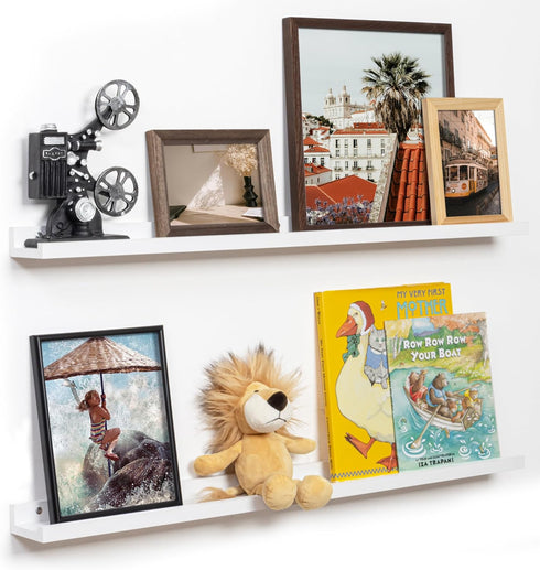 Fun Memories Picture Ledge Shelf, 36 Inch Floating Shelves Set of 2,