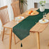 14x95 Inch Faux Burlap Spring Table Runner with Tassels Dresser Scarf Rustic Farmhouse Dark Green St. Patrick's Day