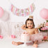 Agkvw 1st 1st Pink and Gold High Chair Banner- Floral and Butterfly One Highchair Banner, Birthday Party Decoration