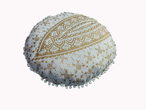 32" 32" Gold Mandala Barmeri Large Floor Pillow Cover Cushion Meditation Seating Ottoman Throw Cover Hippie Decorative