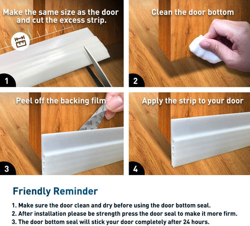 Under Door Draft Stopper, 39" Seal for Exterior/Interior Doors, Soundproof Dustyproof Weather Stripping, 2 Pack