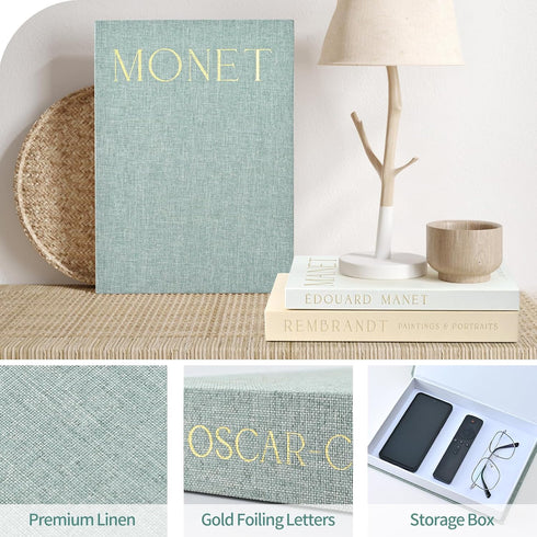 Set 3 HOMEBEST of Decorative Books Linen-Covered Fake Books with Magnetic Closure for Hidden Storage & Coffee Table